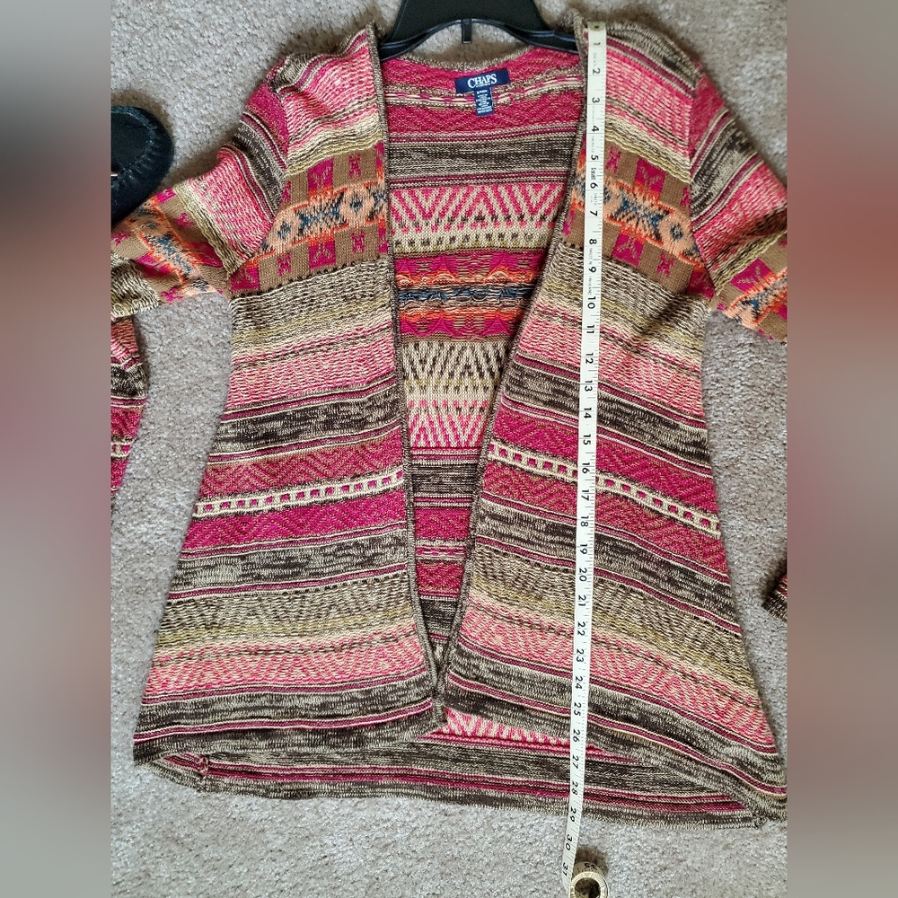 Chaps Cardigan Multi Stitch Small - image 5